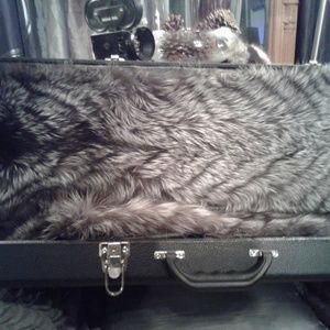 A guitar case with a Silver Fox Bed